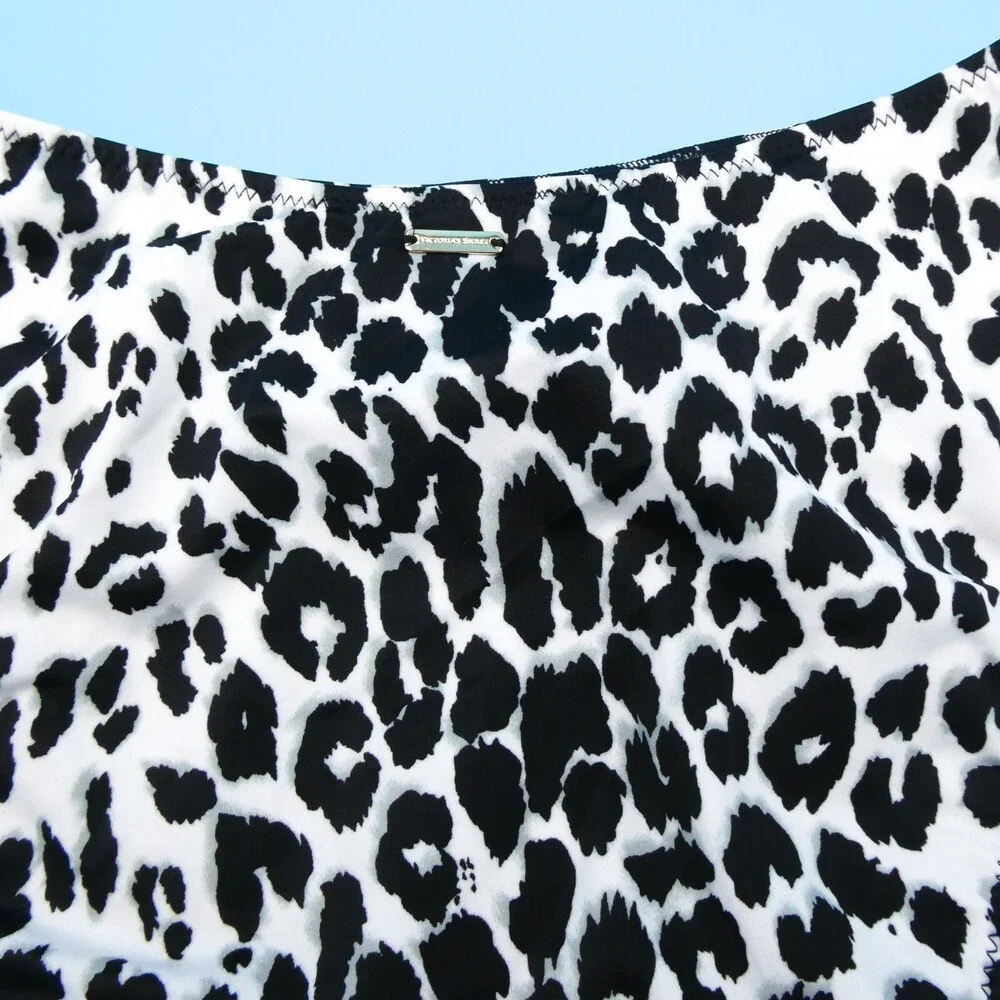 Victorias Secret Medium White Snow Leopard Print Brazilian Bikini Bottom Swim VS